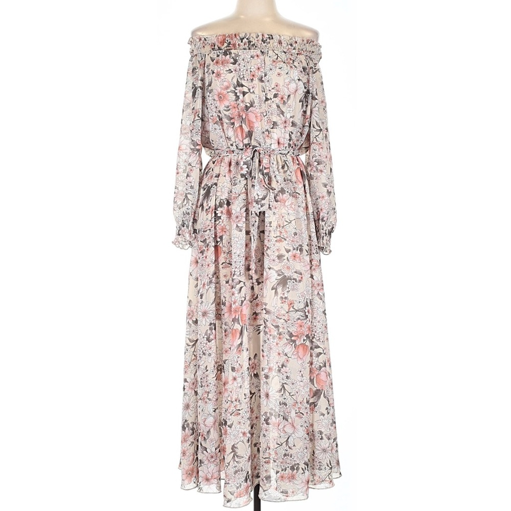 Kate + Lily Floral Off-Shoulder Long Sleeve Maxi Dress | 10